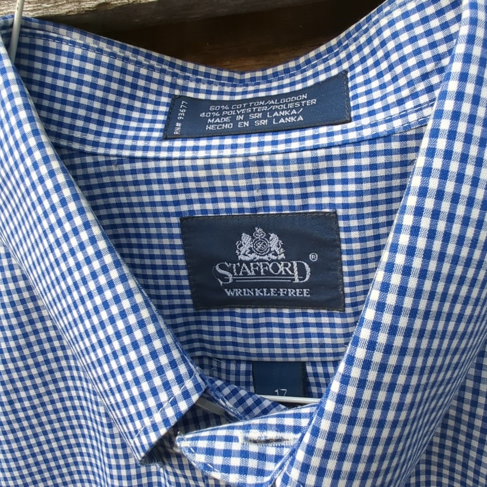 XXSOLDXXStrafford Men's Button Down Shirt Short Sleeve 100% Cotton Size 17 Plaid - Picture 9 of 9